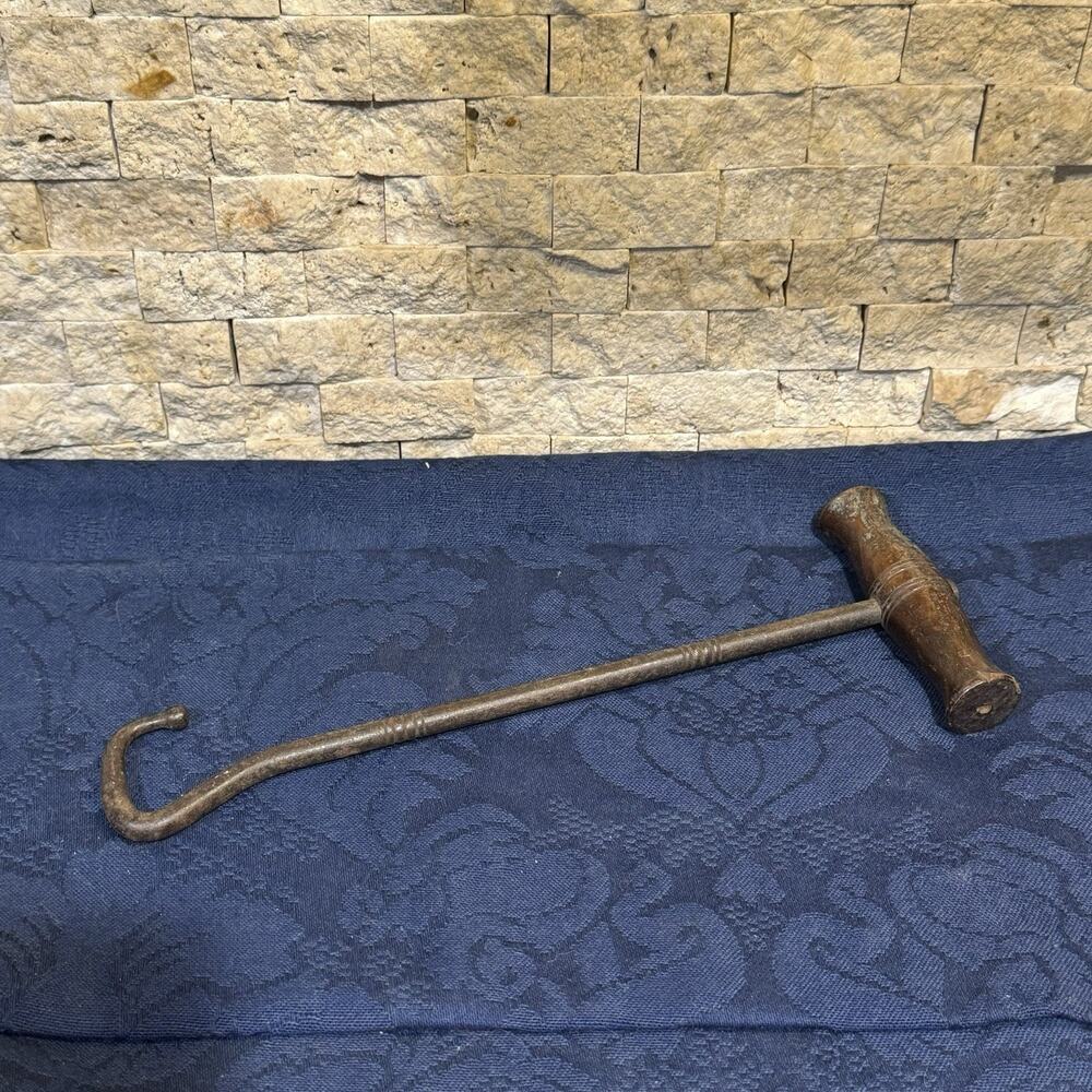 Antique Wooden Handle Boot Hook‎ Pull Up Shoe Tool WWI Boot Tool Very Nice!!